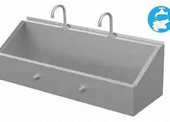 Lavatório de mãos em aço inox coletivo Lavatório de mãos em aço inox coletivo